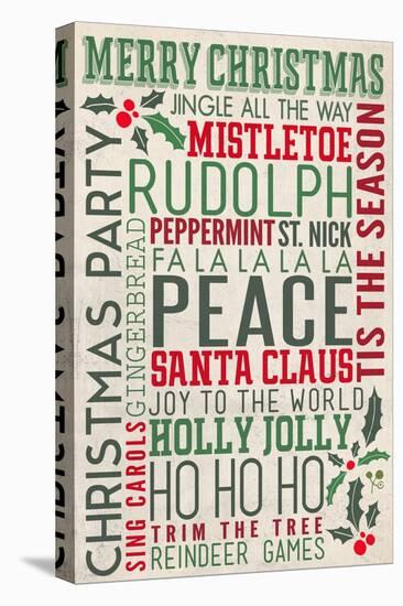 Christmas Typography-Lantern Press-Stretched Canvas