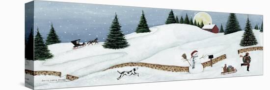 Christmas Valley Snowman-David Carter Brown-Stretched Canvas