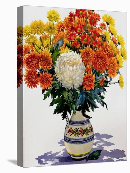 Chrysanthemums in a Patterned Jug, 2005-Christopher Ryland-Premier Image Canvas