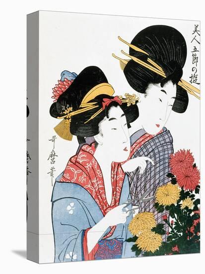 Chrysanthemums, Ukiyo-e print, Japan-Kitagawa Utamaro-Premier Image Canvas