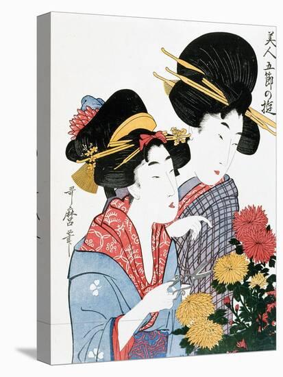 Chrysanthemums, Ukiyo-e print, Japan-Kitagawa Utamaro-Premier Image Canvas