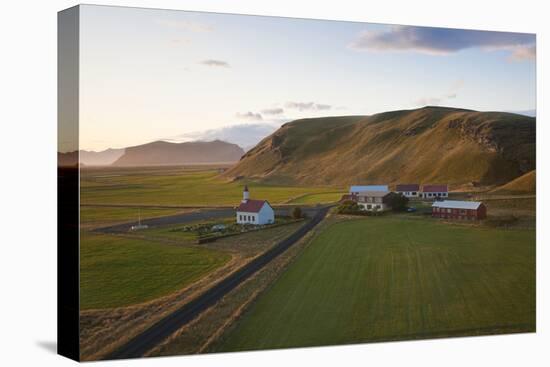 Church and Small Group of Houses Near Vik, Iceland-Peter Adams-Premier Image Canvas