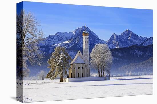 Church of St. Coloman and Tannheimer Alps near Schwangau, Allgau, Bavaria, Germany, Europe-Hans-Peter Merten-Premier Image Canvas