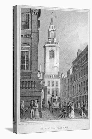 Church of St Stephen Walbrook from the Corner of Mansion House, City of London, 1830-R Acon-Premier Image Canvas