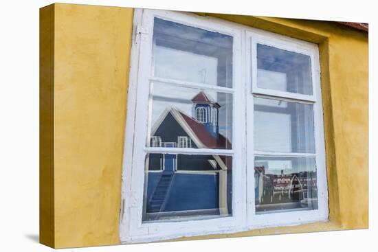 Church Reflected in Brightly Painted House Window in Sisimiut, Greenland, Polar Regions-Michael Nolan-Premier Image Canvas