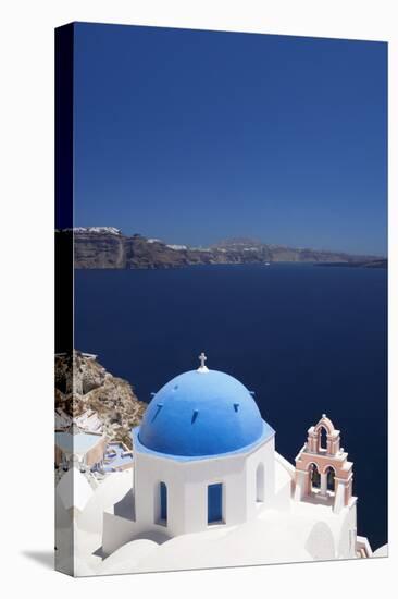 Church with Blue Dome with View of the Aegean Sea, Oia, Santorini, Cyclades, Greek Islands-Markus Lange-Premier Image Canvas