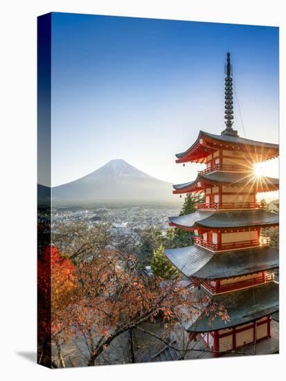 Chureito Pagoda with Mount Fuji during autumn season, Fujiyoshida, Yamanashi prefecture, Japan-Jan Christopher Becke-Premier Image Canvas