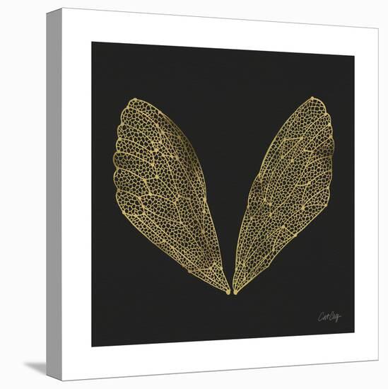 Cicada Wings in Gold Ink on Black-Cat Coquillette-Premier Image Canvas