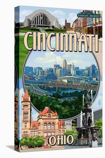 Cincinnati, Ohio - Montage Scenes-Lantern Press-Stretched Canvas