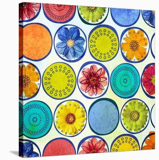 Circle Pattern with Flowers II-Irena Orlov-Stretched Canvas