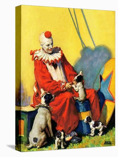 "Circus Clown and Show Dogs,"April 1, 1929-Ray C. Strang-Premier Image Canvas