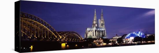 City at Dusk, Musical Dome, Cologne Cathedral, Hohenzollern Bridge, Rhine River, Cologne, North ...-null-Premier Image Canvas