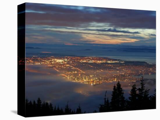 City from Grouse Mountain at Sunset, North Vancouver, Vancouver, Canada-Lawrence Worcester-Premier Image Canvas