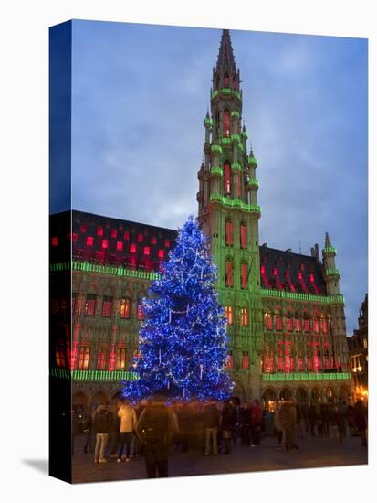 City Hall, Grand Place, UNESCO World Heritage Site, at Christmas Time, Brussels, Belgium, Europe-Marco Cristofori-Premier Image Canvas