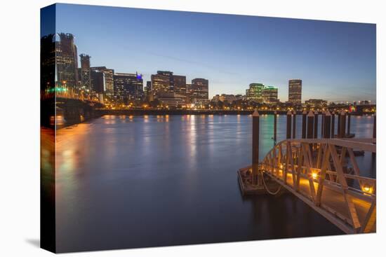 City Lights Reflected in the Willamette River, Portland, Oregon, USA-Chuck Haney-Premier Image Canvas