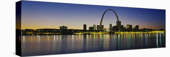 City Lit Up at Night, Gateway Arch, Mississippi River, St. Louis, Missouri, USA-null-Premier Image Canvas