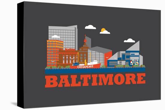 City Living Baltimore Asphalt-null-Stretched Canvas