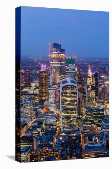 City of London skyscrapers at dusk, including Walkie Talkie building, from above, London-Ed Hasler-Premier Image Canvas