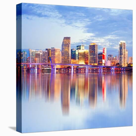 City of Miami Florida Night Skyline-Fotomak-Premier Image Canvas
