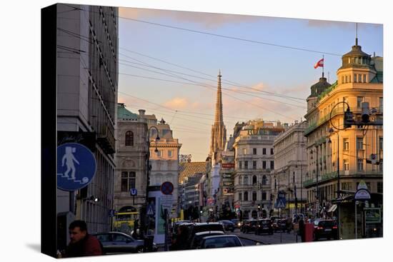 City Scene with St. Stephen's Cathedral in Background, Vienna, Austria, Europe-Neil Farrin-Premier Image Canvas