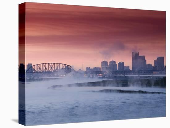 City Skyline along Ohio River, Louisville, Kentucky, USA-Walter Bibikow-Premier Image Canvas