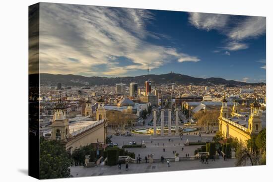 City Skyline at Sunset from Montjuic, Barcelona, Catalonia, Spain-Stefano Politi Markovina-Premier Image Canvas