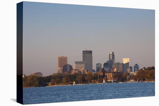 City Skyline from Lake Calhoun, Sunset, Minneapolis, Minnesota, USA-Walter Bibikow-Premier Image Canvas