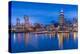 City skyline including Vancouver Lookout Tower as viewed from Canada Place at dusk, Vancouver, Brit-Frank Fell-Premier Image Canvas