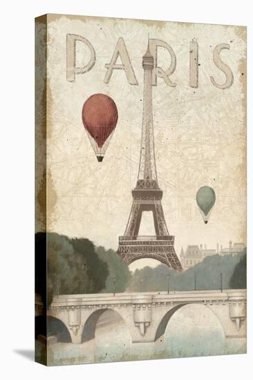 City Skyline Paris Vintage V2-Marco Fabiano-Stretched Canvas