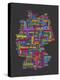 City Text Map of Germany-Michael Tompsett-Stretched Canvas