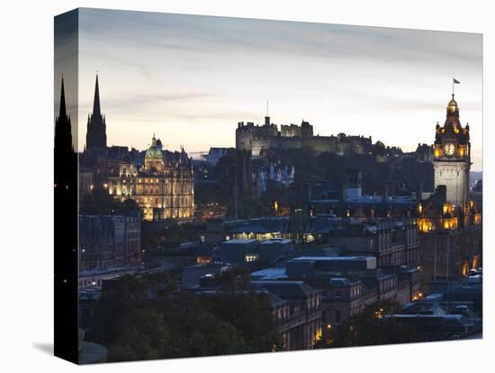 Cityscape at Dusk Looking Towards Edinburgh Castle, Edinburgh, Scotland, Uk-Amanda Hall-Premier Image Canvas