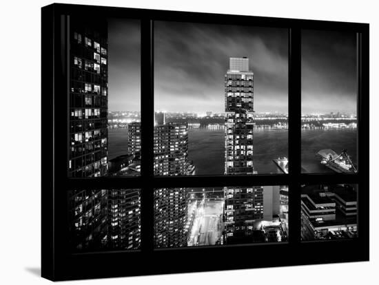 Cityscape Foggy Night in Manhattan - Hudson River View - New York City, USA-Philippe Hugonnard-Premier Image Canvas