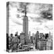 Cityscape Manhattan, Black and White Photography, Empire State Building, Urban Landscape, New York-Philippe Hugonnard-Stretched Canvas