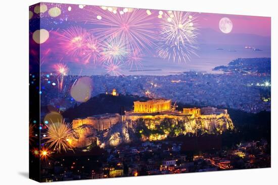 Cityscape of Athens at Night, Greece-neirfy-Premier Image Canvas