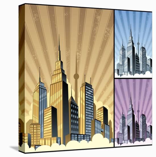 Cityscape Vertical-Malchev-Stretched Canvas