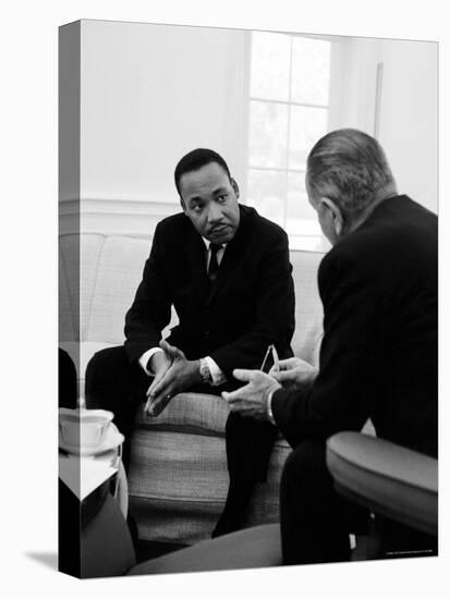 Civil Right Leader Dr. Martin Luther King Speaking with President Lyndon Johnson-Stan Wayman-Premier Image Canvas