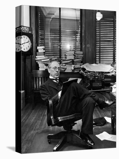 Civil War Historian and Local Newspaper Editor Douglas Southall Freeman Writing Copy in His Office-Alfred Eisenstaedt-Premier Image Canvas