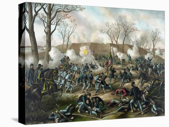 Civil War Print of the Battle of Fort Donelson-Stocktrek Images-Stretched Canvas