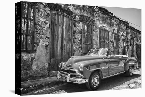 Classic 1953 Chevy Against Worn Stone Wall, Cojimar, Havana, Cuba-Bill Bachmann-Premier Image Canvas