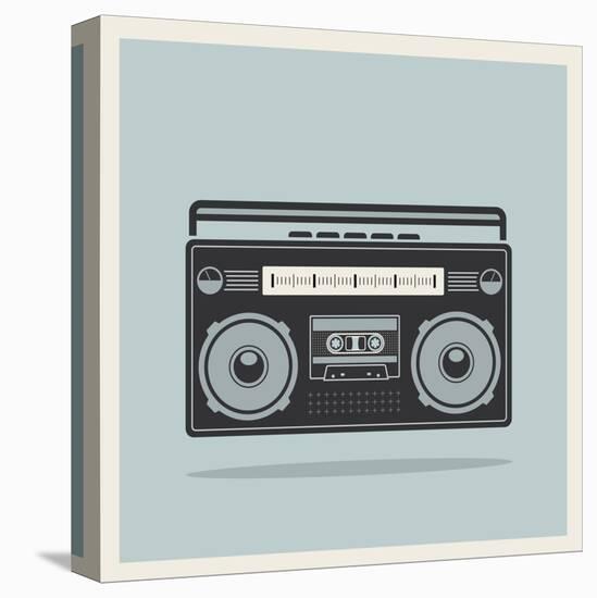 Classic 80S Boombox on Retro Background Detailed Vector Icon-Viktorus-Stretched Canvas