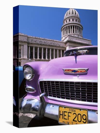 Classic American Car Outside the Capitolio, Havana, Cuba, West Indies, Central America-Lee Frost-Premier Image Canvas