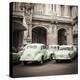 Classic American Cars in Front of the Gran Teatro, Parque Central, Havana, Cuba-Jon Arnold-Premier Image Canvas