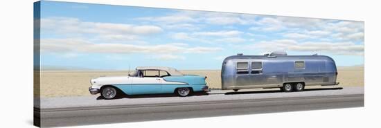 Classic Car with Mobile Home-Mark Hamilton-Stretched Canvas
