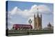 Classic double decker tour bus in London, England crossing the bridge River Thames-Michele Niles-Premier Image Canvas