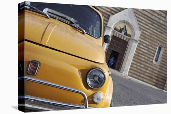 Classic Fiat 500 Car Parked Outside Church, Montepulciano, Tuscany, Italy-Julian Castle-Premier Image Canvas