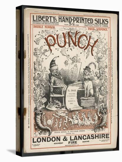 Classic Punch Cover with Mr. Punch and His Dog Toby-Richard Doyle-Stretched Canvas