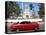 Classic Red American Car Parked By the Old Square in Vinales Village, Pinar Del Rio, Cuba-Lee Frost-Premier Image Canvas