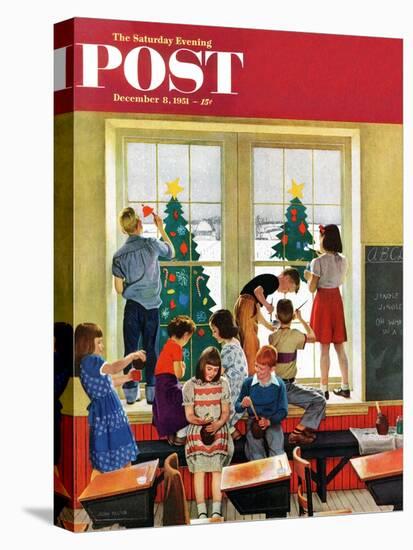 "Classroom Christmas" Saturday Evening Post Cover, December 8, 1951-John Falter-Premier Image Canvas