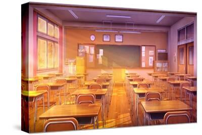 Anime classroom background illustration