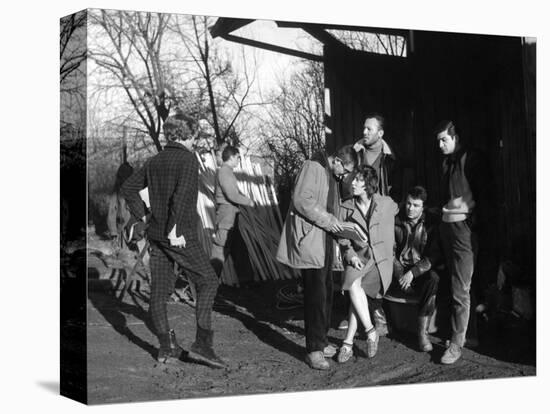 Claude Chabrol, Bernadette Lafont, Gerard Blain and Jean-Claude Brialy, 1957-null-Stretched Canvas